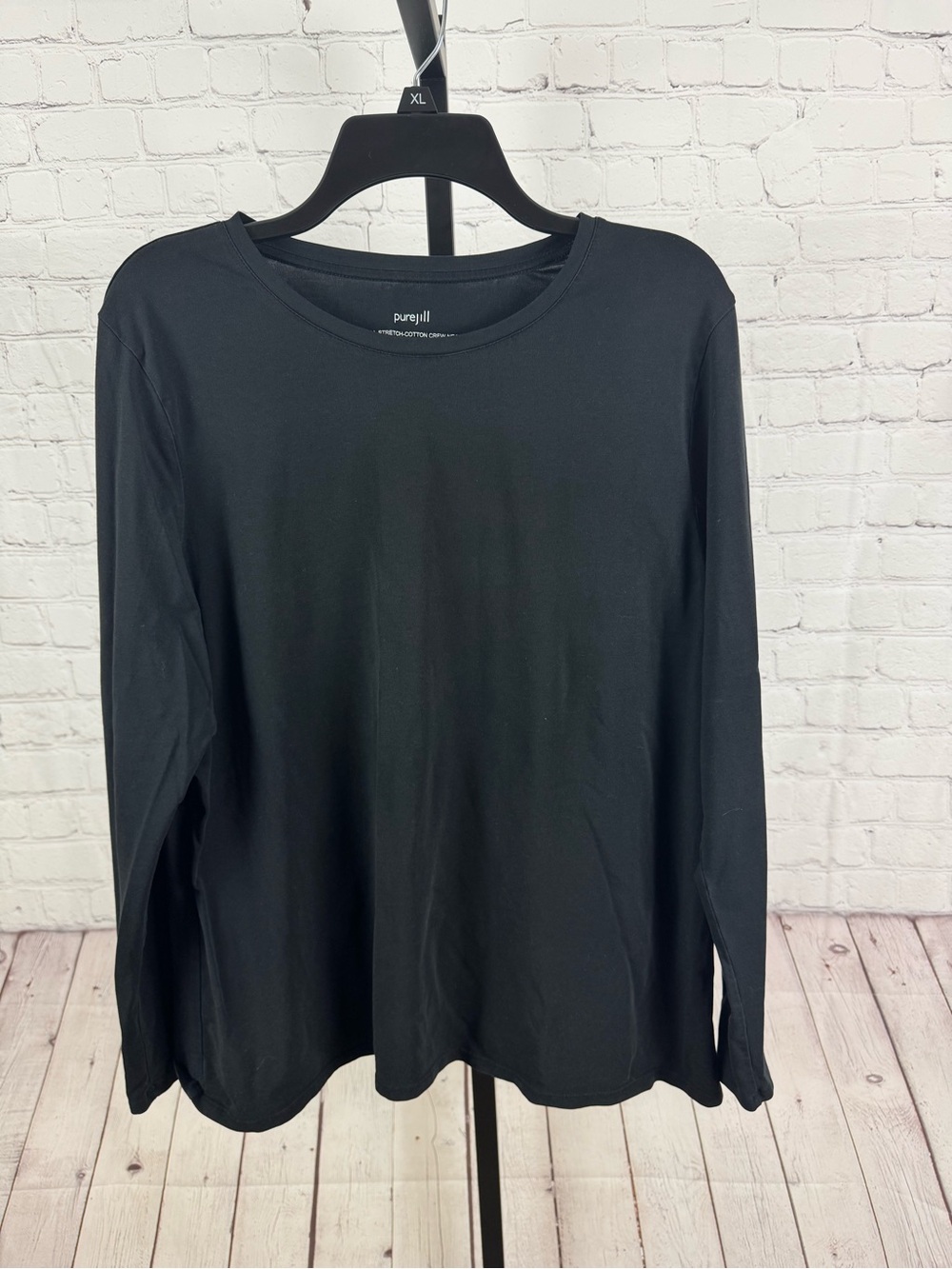 Pure Jill J. Jill Black Stretch-Cotton Crew-Neck Tee Shirt XL Petite